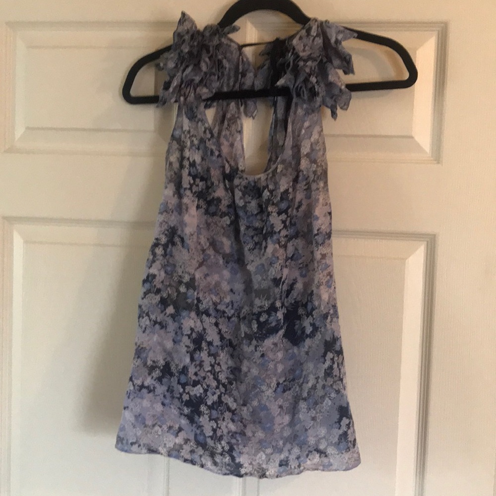 Floral ruffle shoulder top